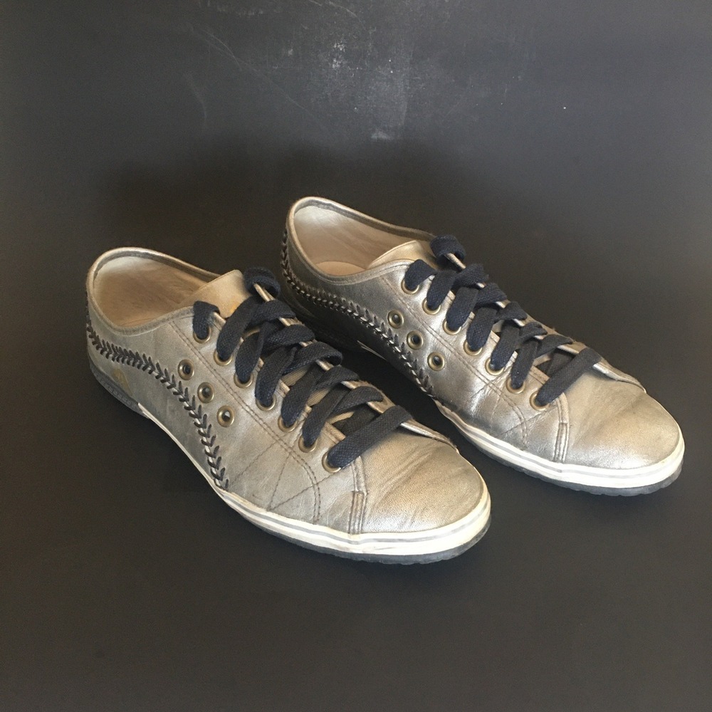Rare VTG PUMA Rudolf Dassler Schuhfabrik Berlin Sneaker Silver Navy Low Top 8 US